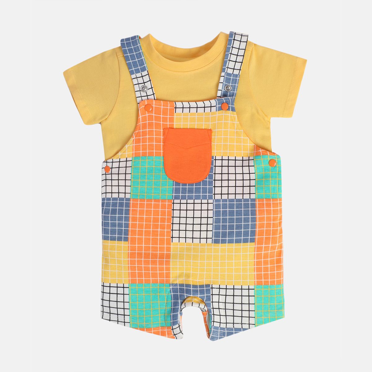 Boys Orange Short Sleeve Dungaree Set