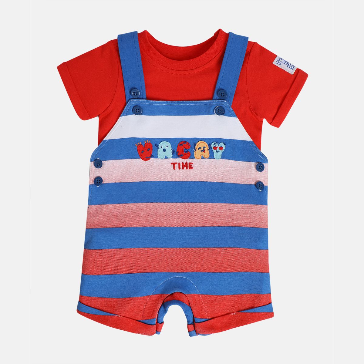 Boys Red Pack Of 2 Dungaree Set