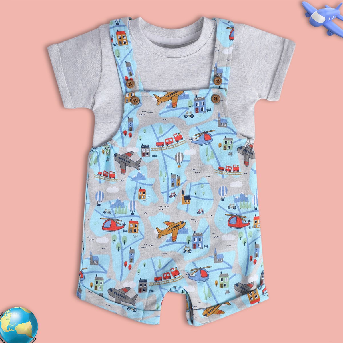 Boys Blue Dungaree Set