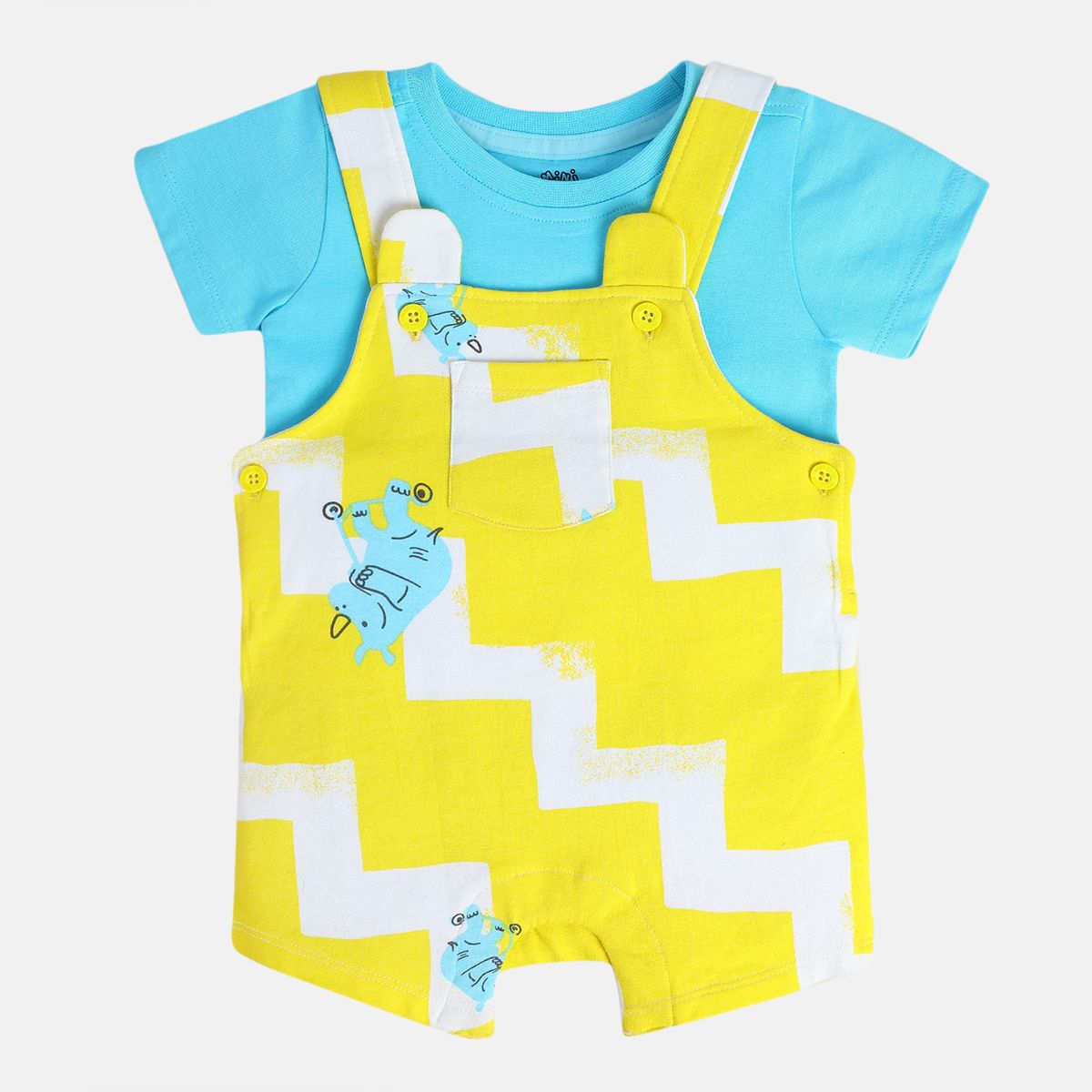 Boys Yellow Short Sleeve Dungaree Set