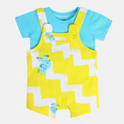 Boys Yellow Short Sleeve Dungaree Set