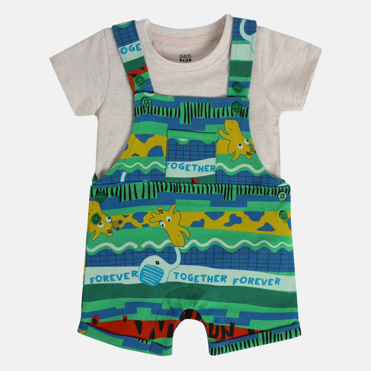 Boys Green Short Sleeve Dungaree Set
