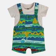 Boys Green Short Sleeve Dungaree Set