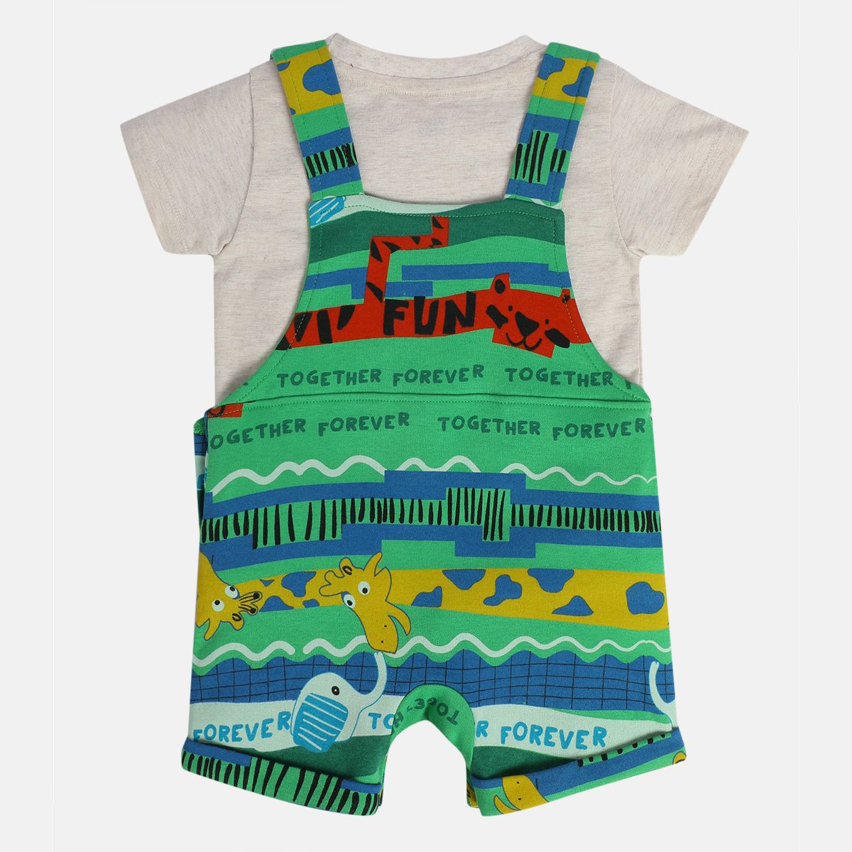Boys Green Short Sleeve Dungaree Set