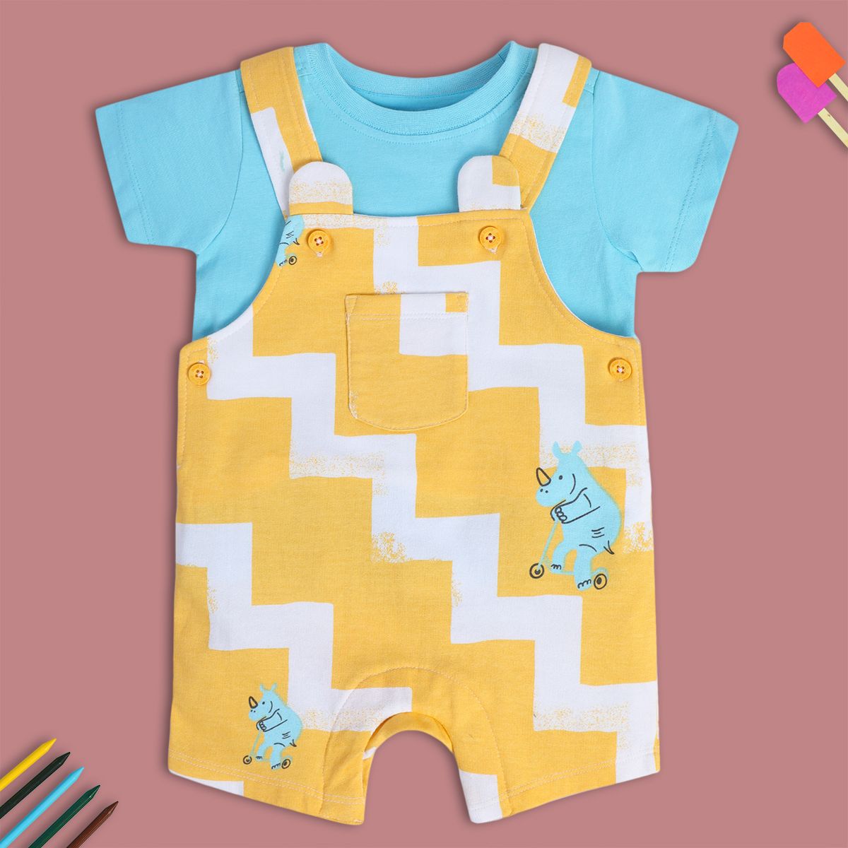 Boys Multi Dungaree Set