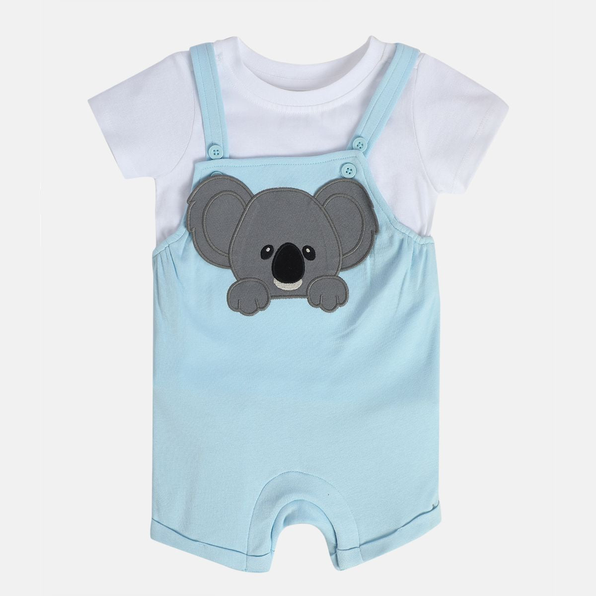 Boys White/Blue Dungaree Set