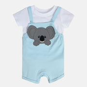 Boys White/Blue Dungaree Set