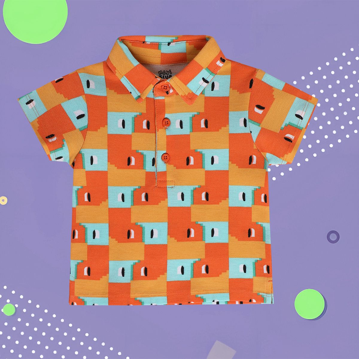 Boys Orange Collar Short Sleeve Polo