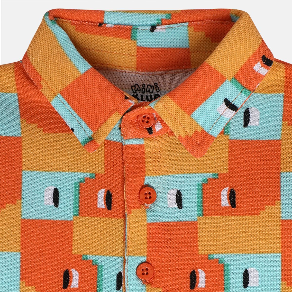 Boys Orange Collar Short Sleeve Polo