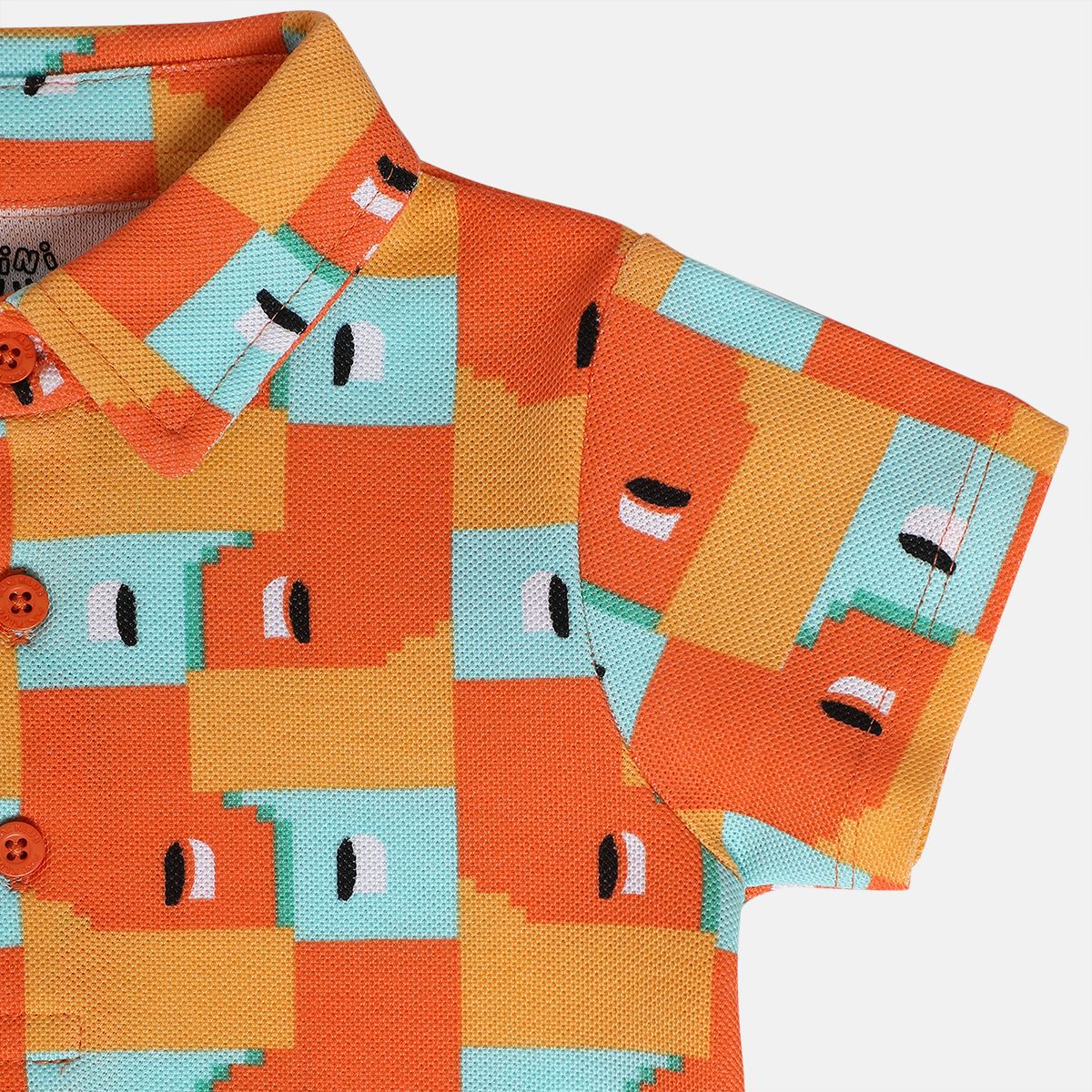 Boys Orange Collar Short Sleeve Polo