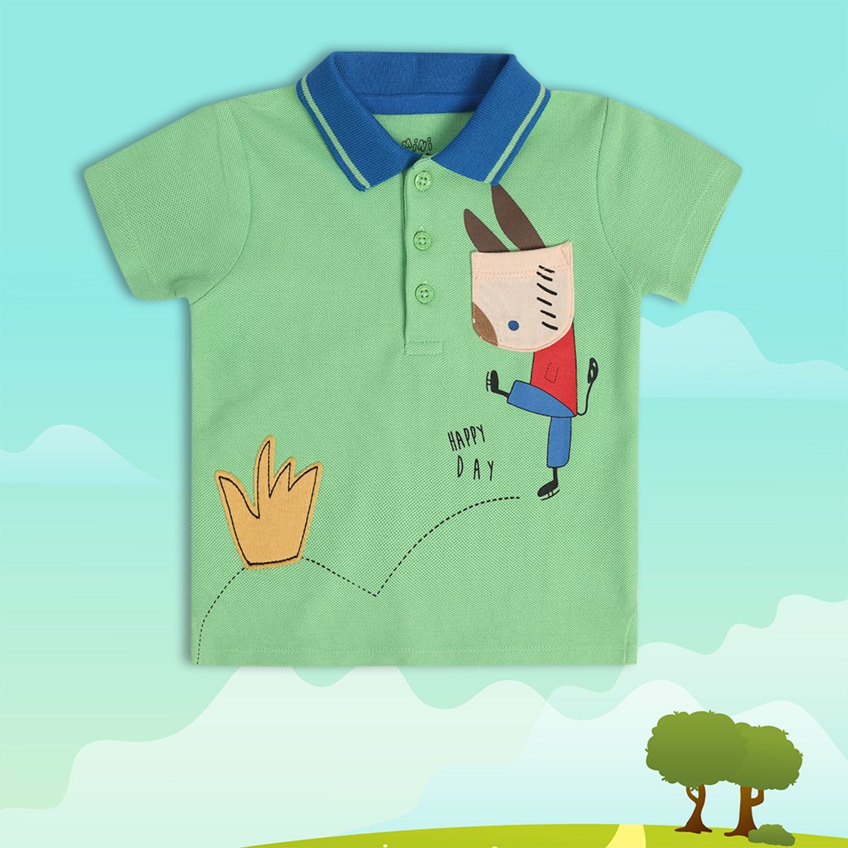 Boys Green Collar Polo