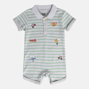 Boys Green Collar Romper