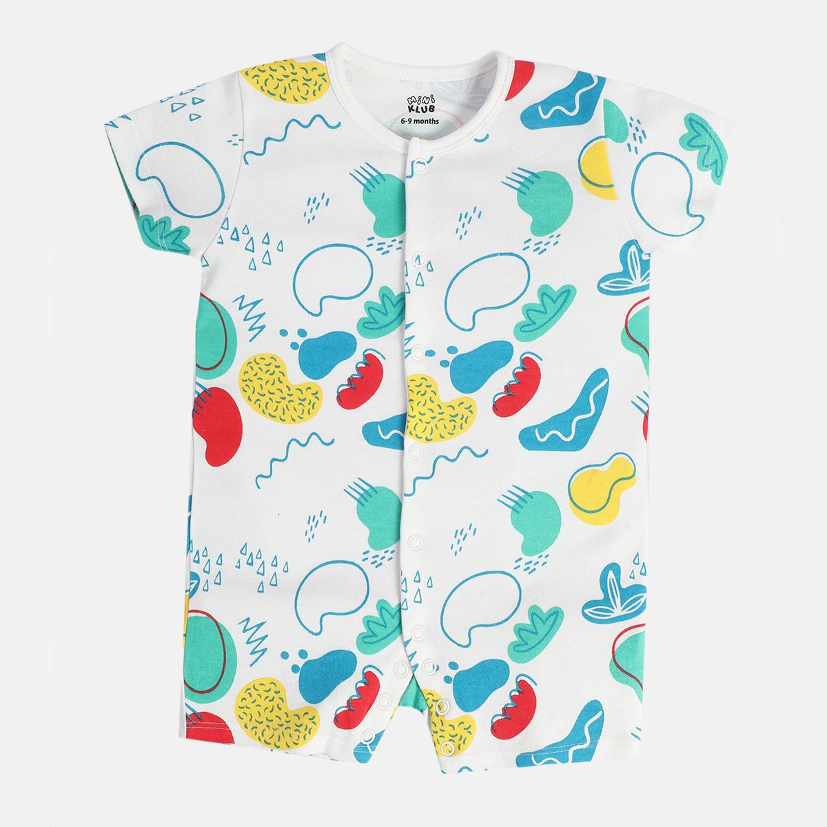 Boys White/Blue Front Open Romper