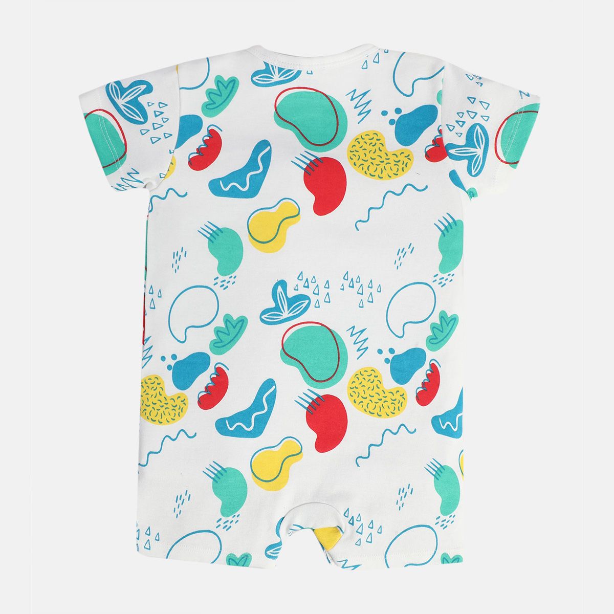 Boys White/Blue Front Open Romper