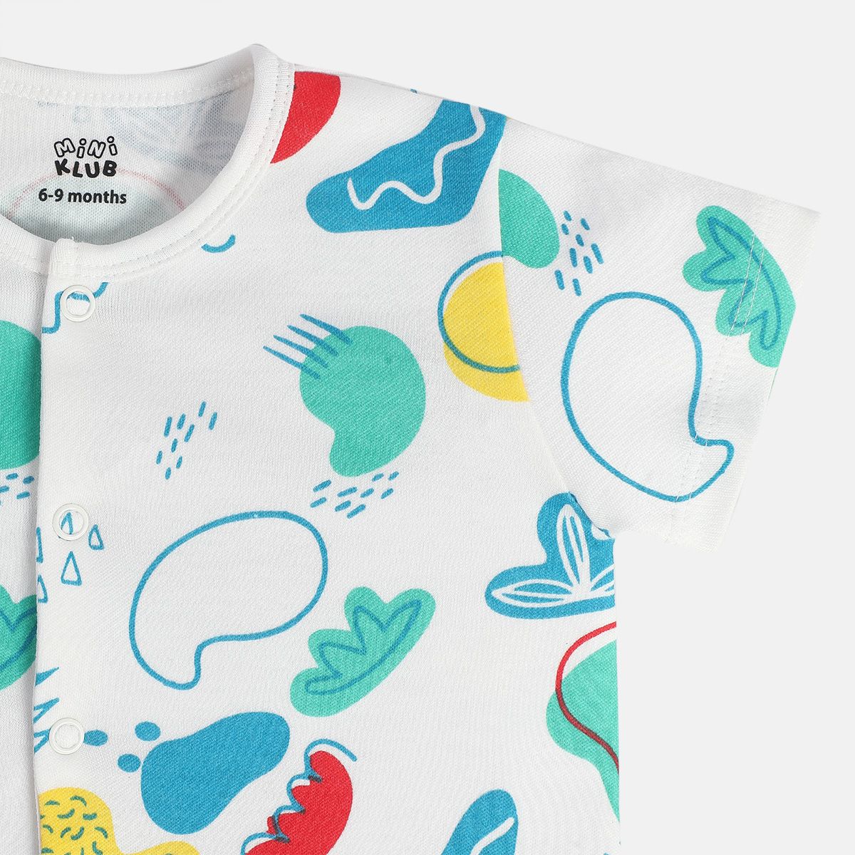 Boys White/Blue Front Open Romper