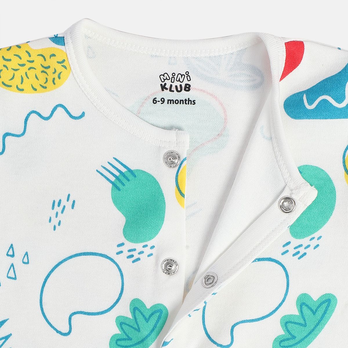 Boys White/Blue Front Open Romper