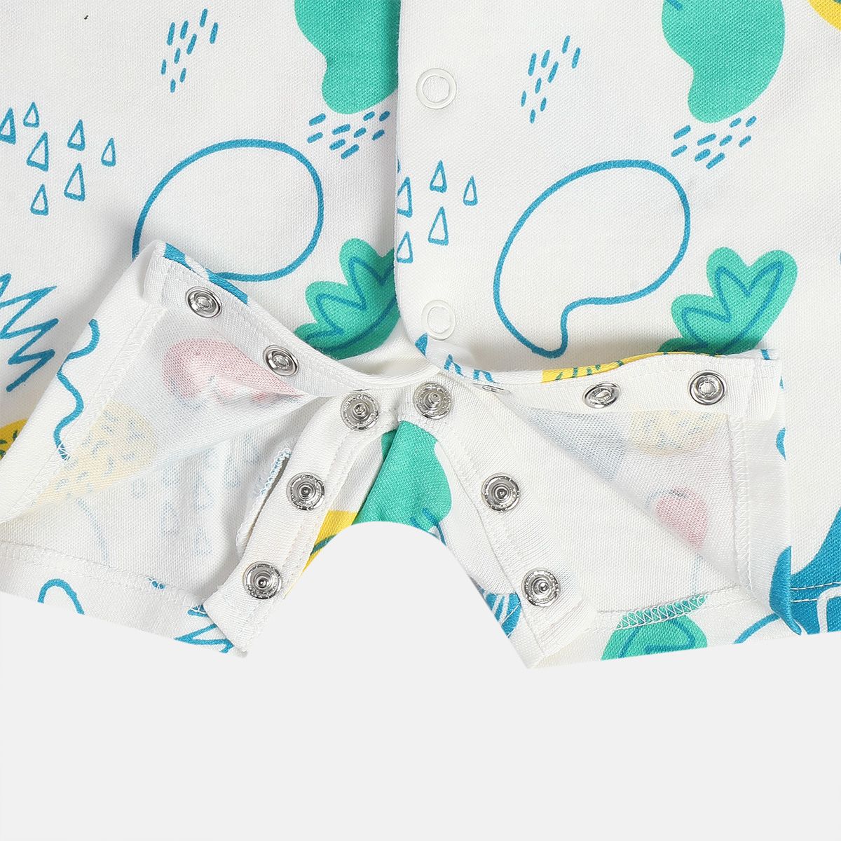 Boys White/Blue Front Open Romper