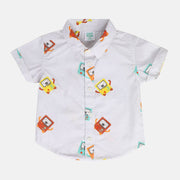 Boys Grey Collar Short Sleeve Shirt