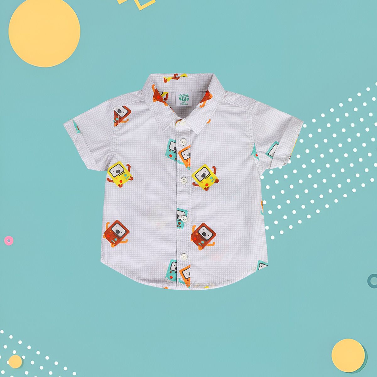 Boys Grey Collar Short Sleeve Shirt