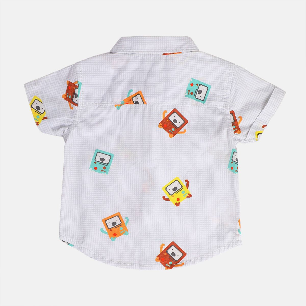 Boys Grey Collar Short Sleeve Shirt