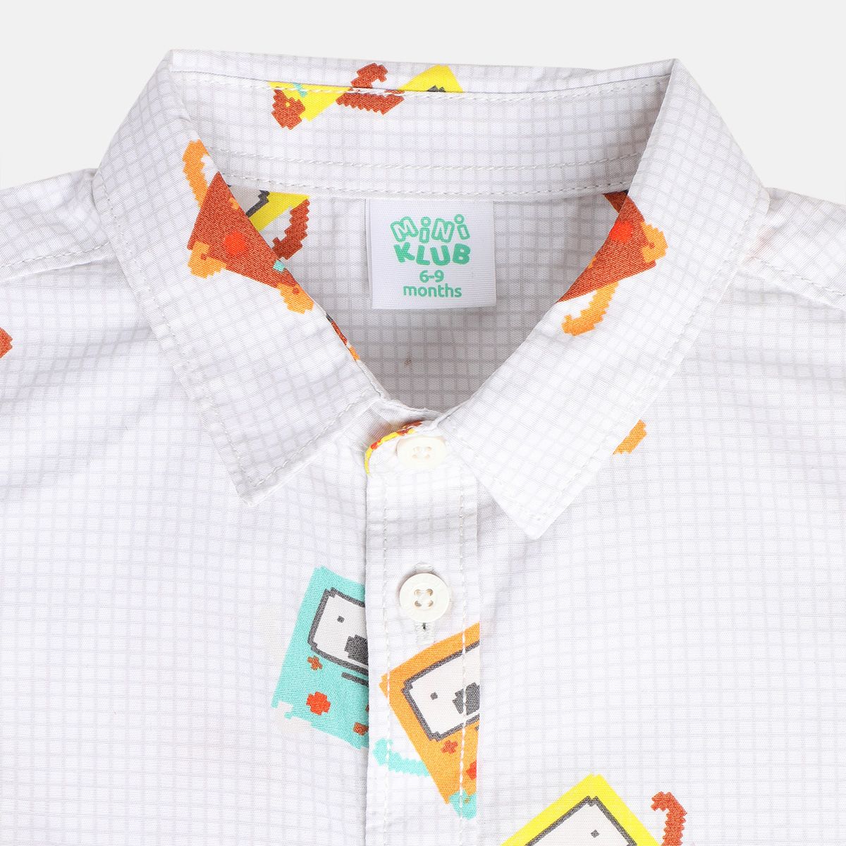 Boys Grey Collar Short Sleeve Shirt