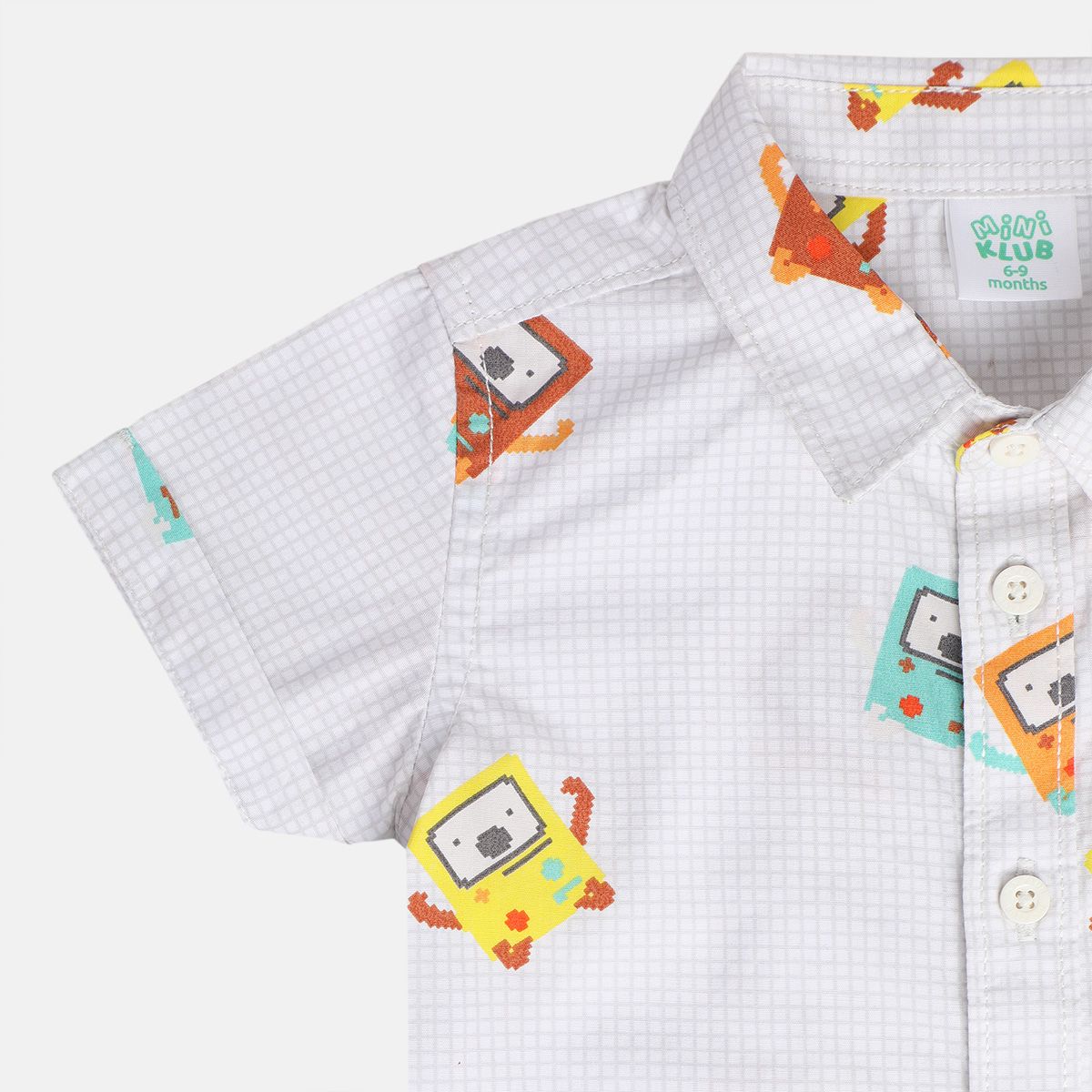 Boys Grey Collar Short Sleeve Shirt