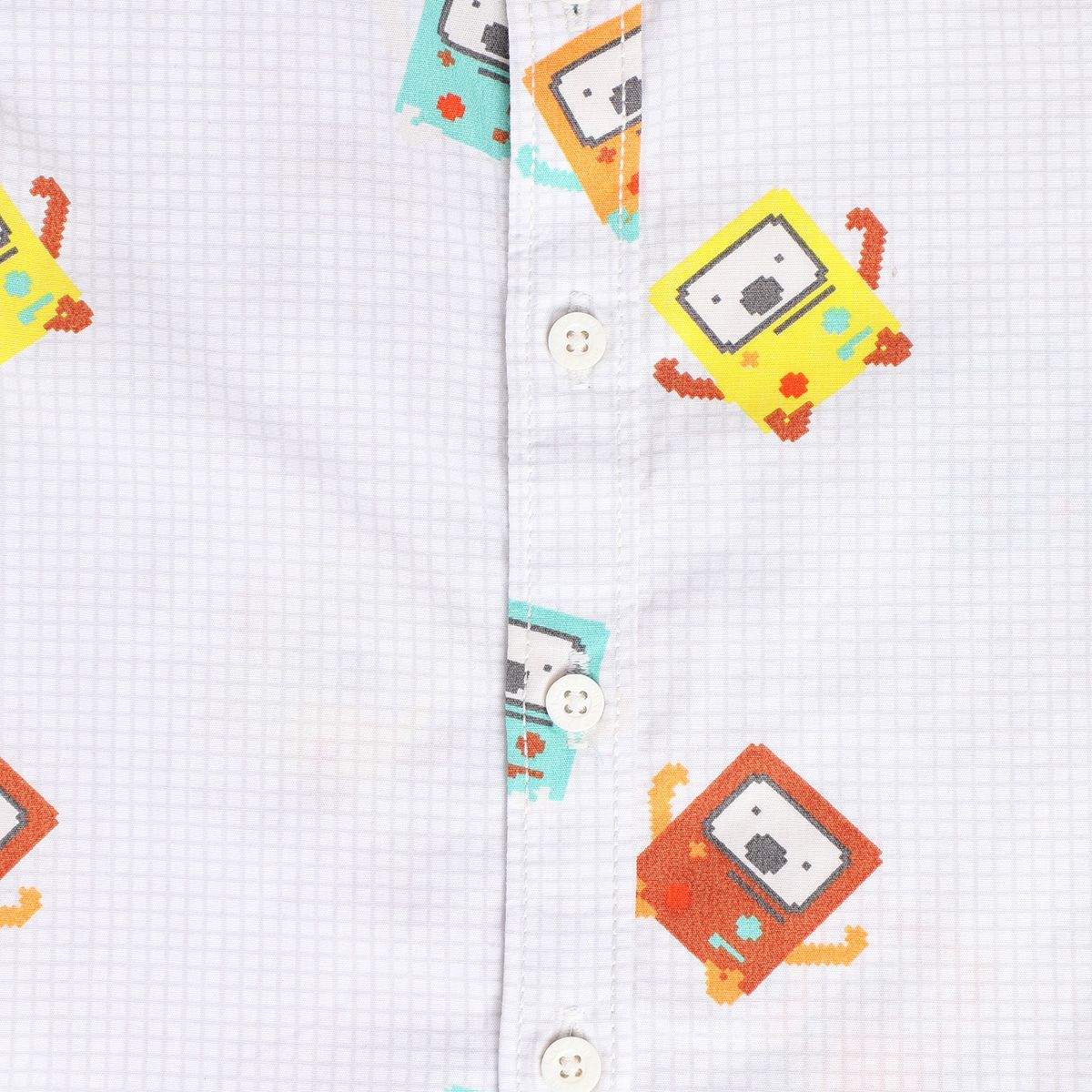Boys Grey Collar Short Sleeve Shirt
