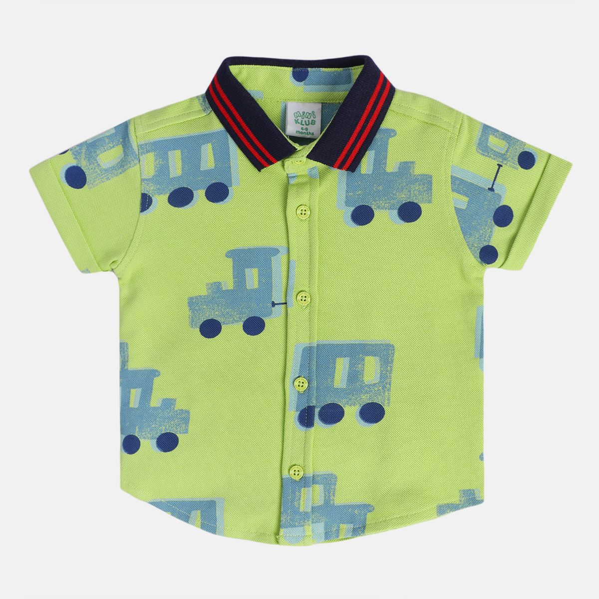 Boys Green Collar Short Sleeve Shirt