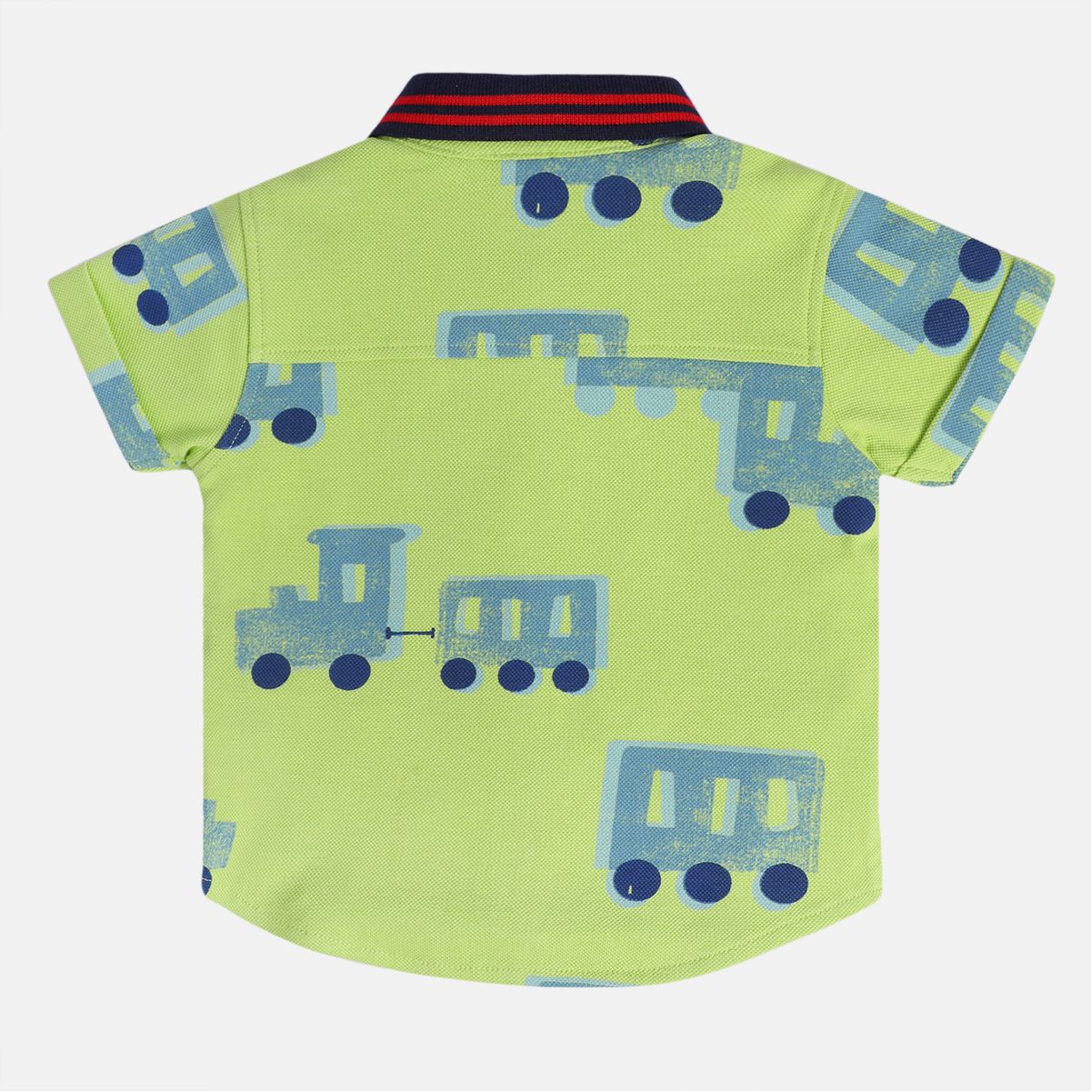 Boys Green Collar Short Sleeve Shirt