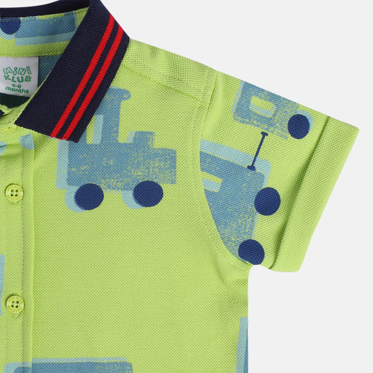Boys Green Collar Short Sleeve Shirt