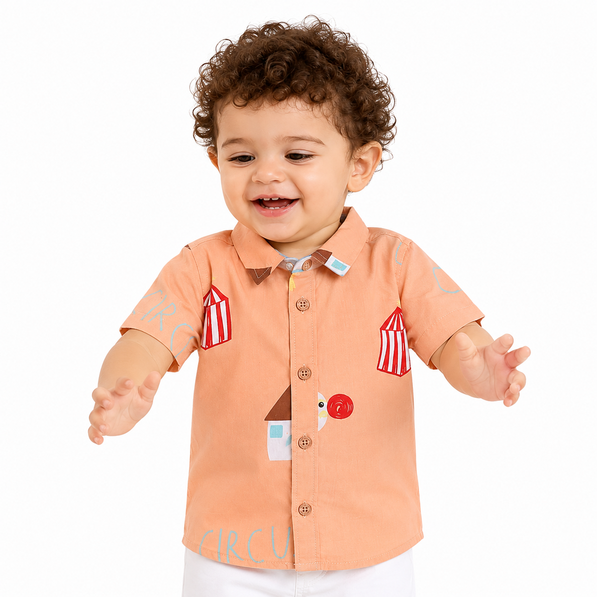 Boys Peach Pack Of 1 Shirt