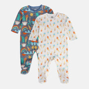 Boys White/Blue Front Open Sleep Suit
