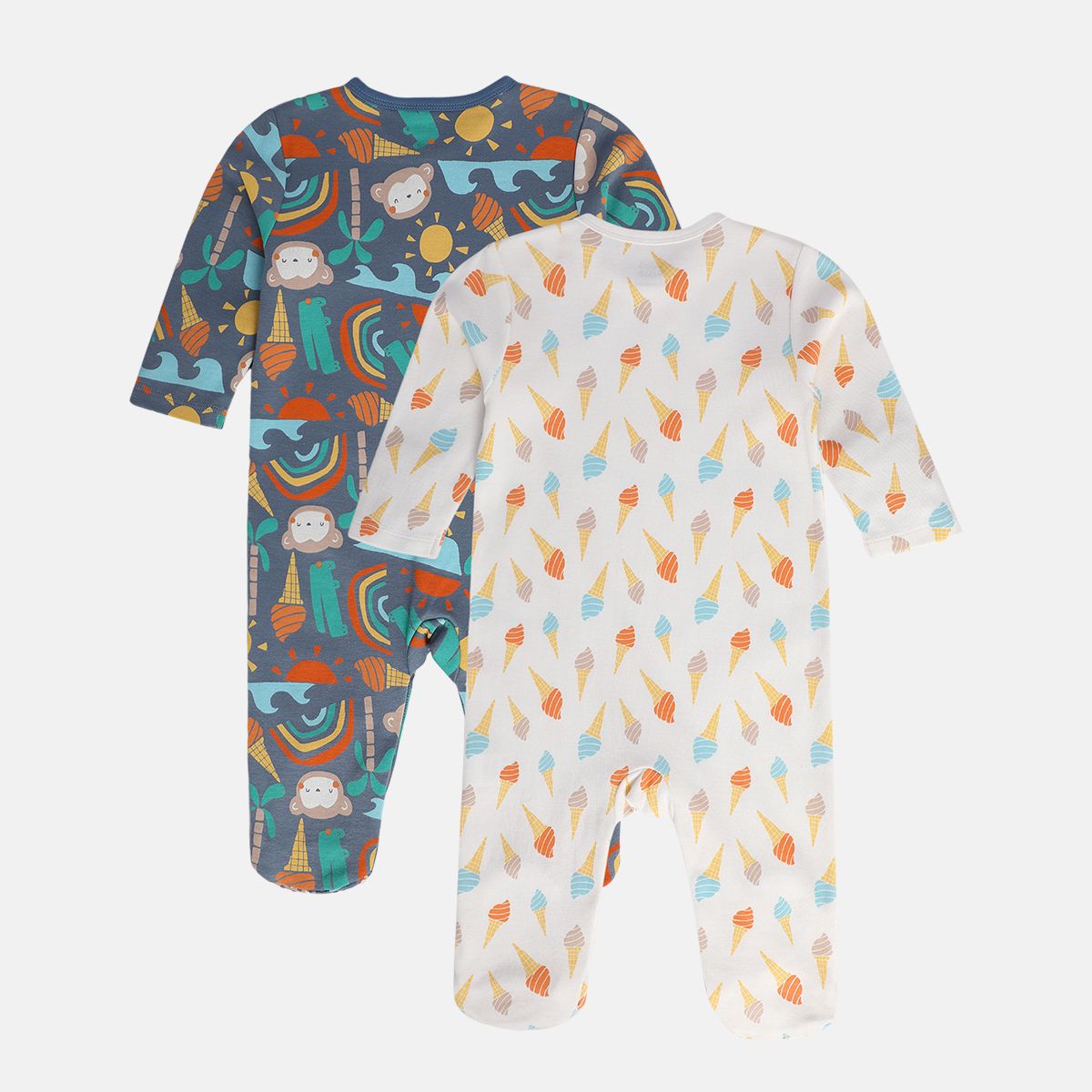Boys White/Blue Front Open Sleep Suit