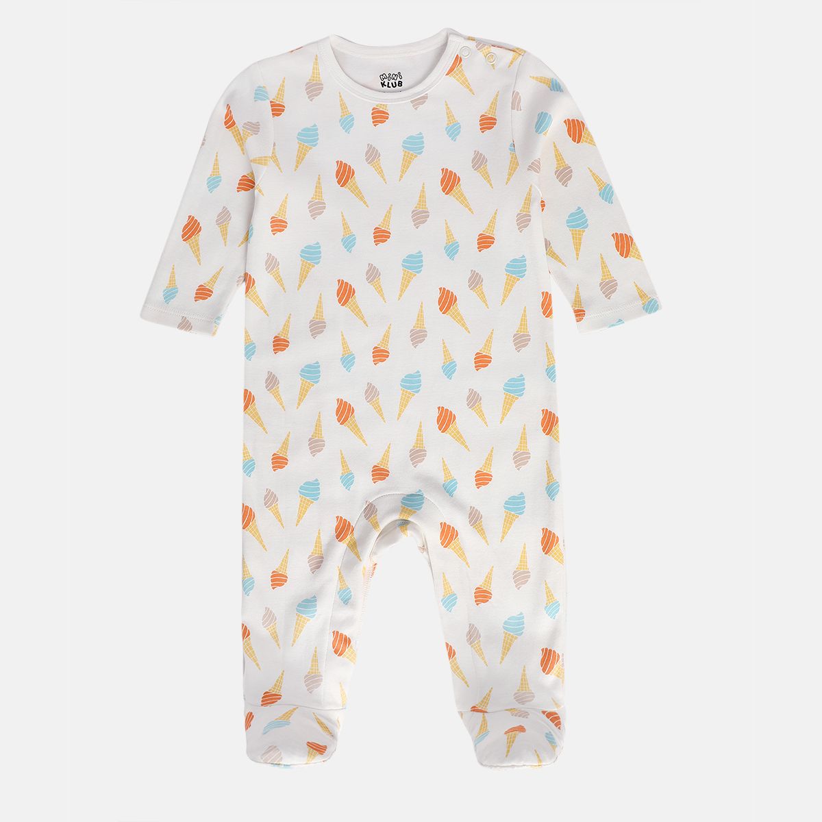 Boys White/Blue Front Open Sleep Suit