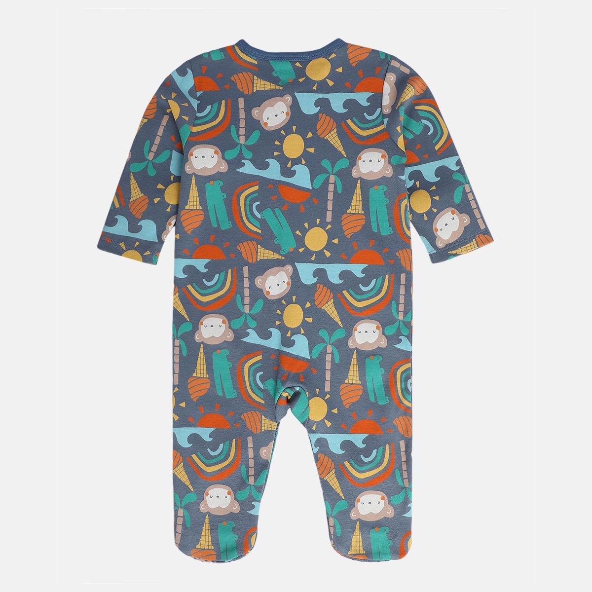 Boys White/Blue Front Open Sleep Suit