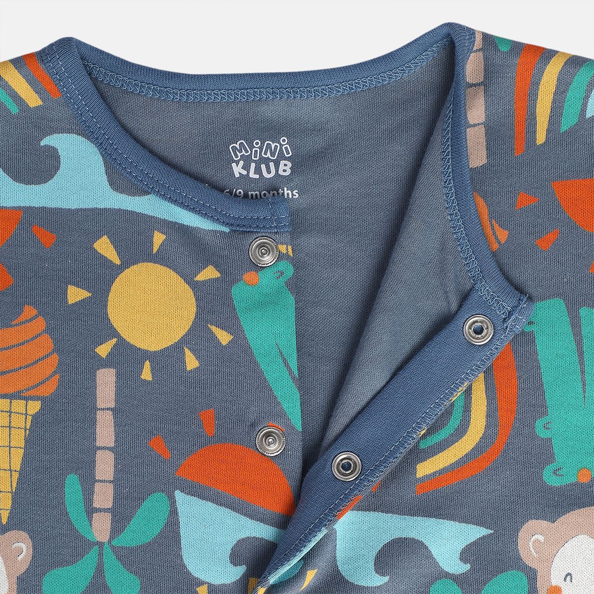 Boys White/Blue Front Open Sleep Suit