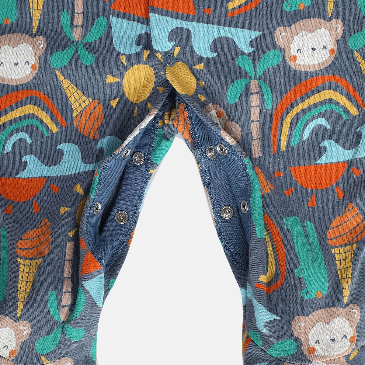 Boys White/Blue Front Open Sleep Suit