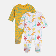 Boys White/Yellow Front Open Sleep Suit
