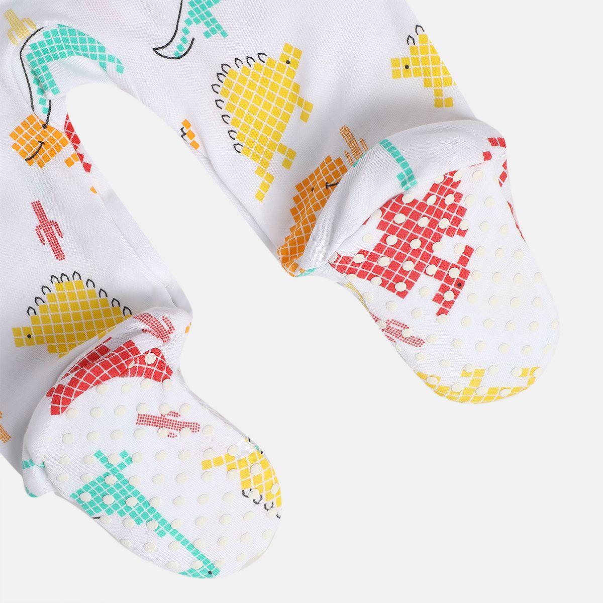 Boys White/Yellow Front Open Sleep Suit