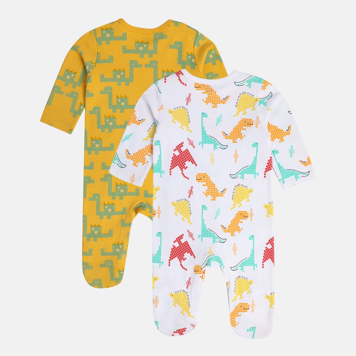 Boys White/Yellow Front Open Sleep Suit