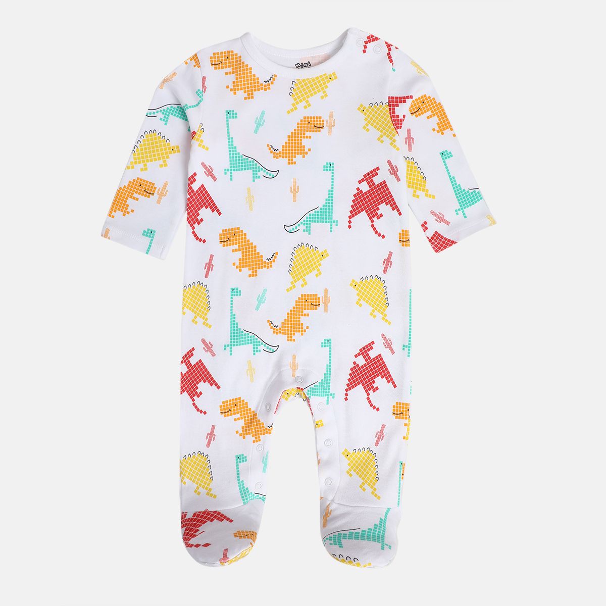 Boys White/Yellow Front Open Sleep Suit