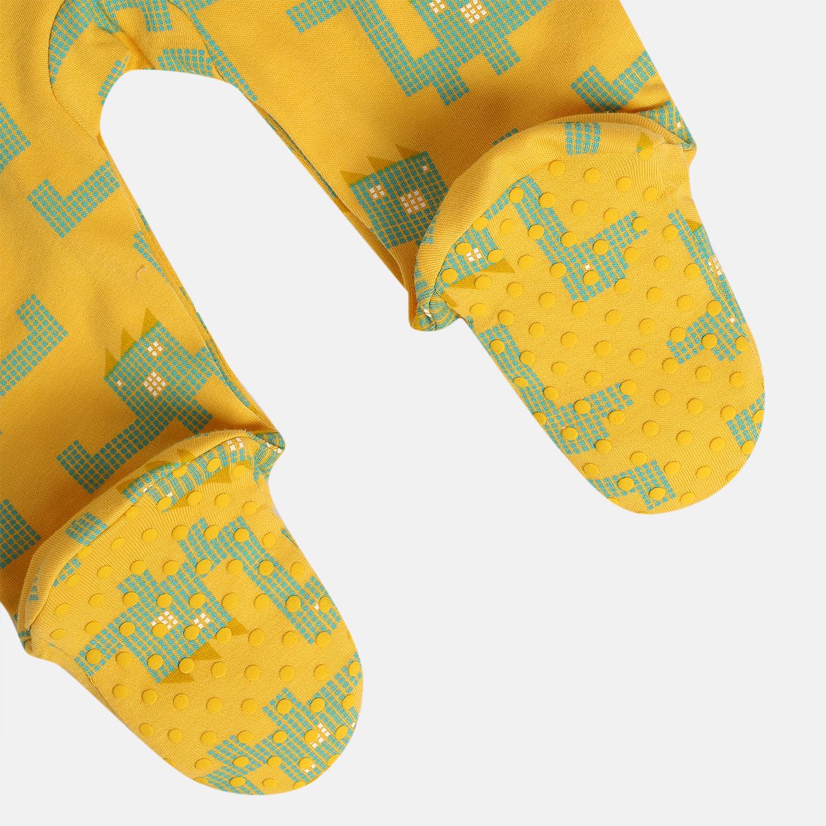 Boys White/Yellow Front Open Sleep Suit