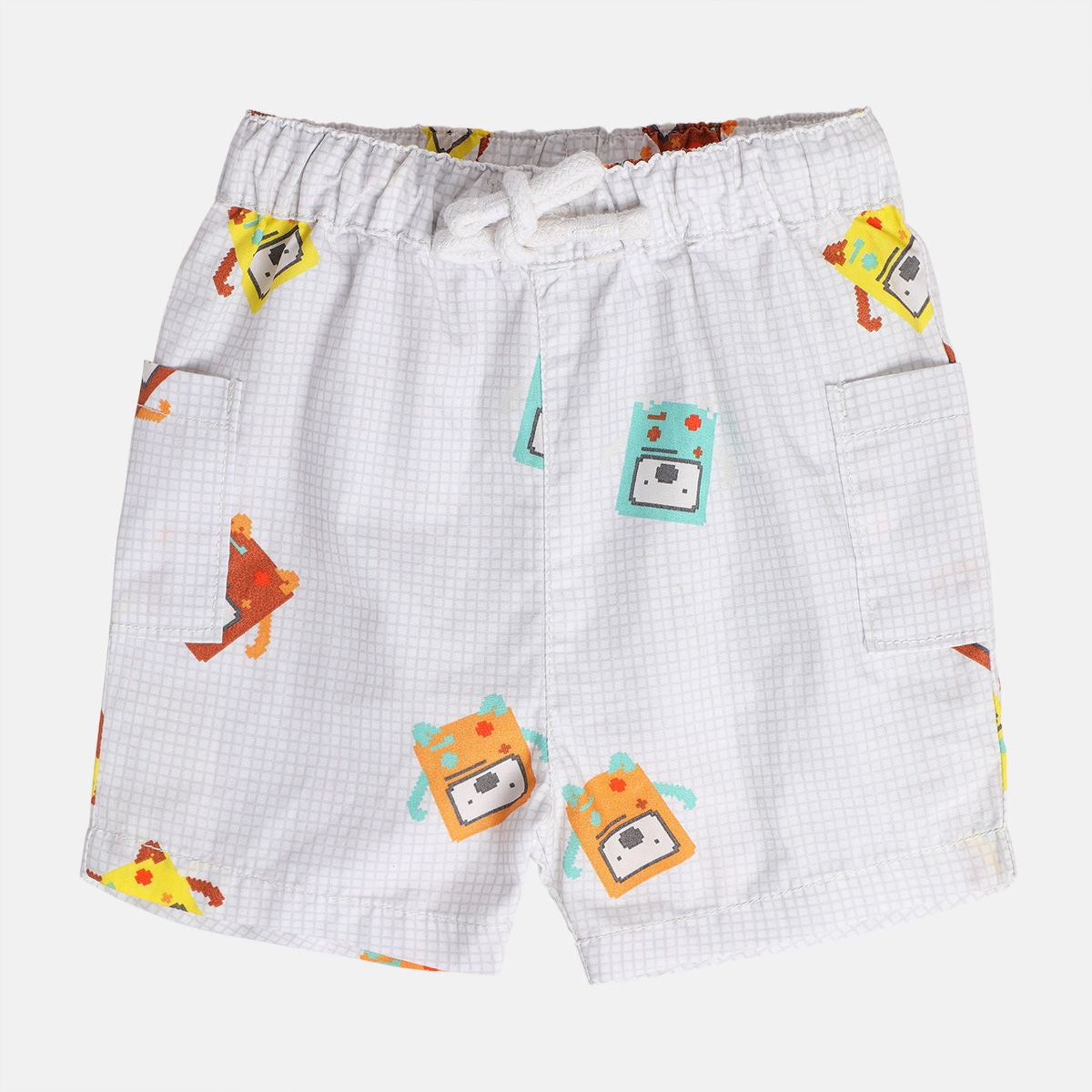 Baby Boys Printed Woven Shorts, White