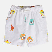 Baby Boys Printed Woven Shorts, White