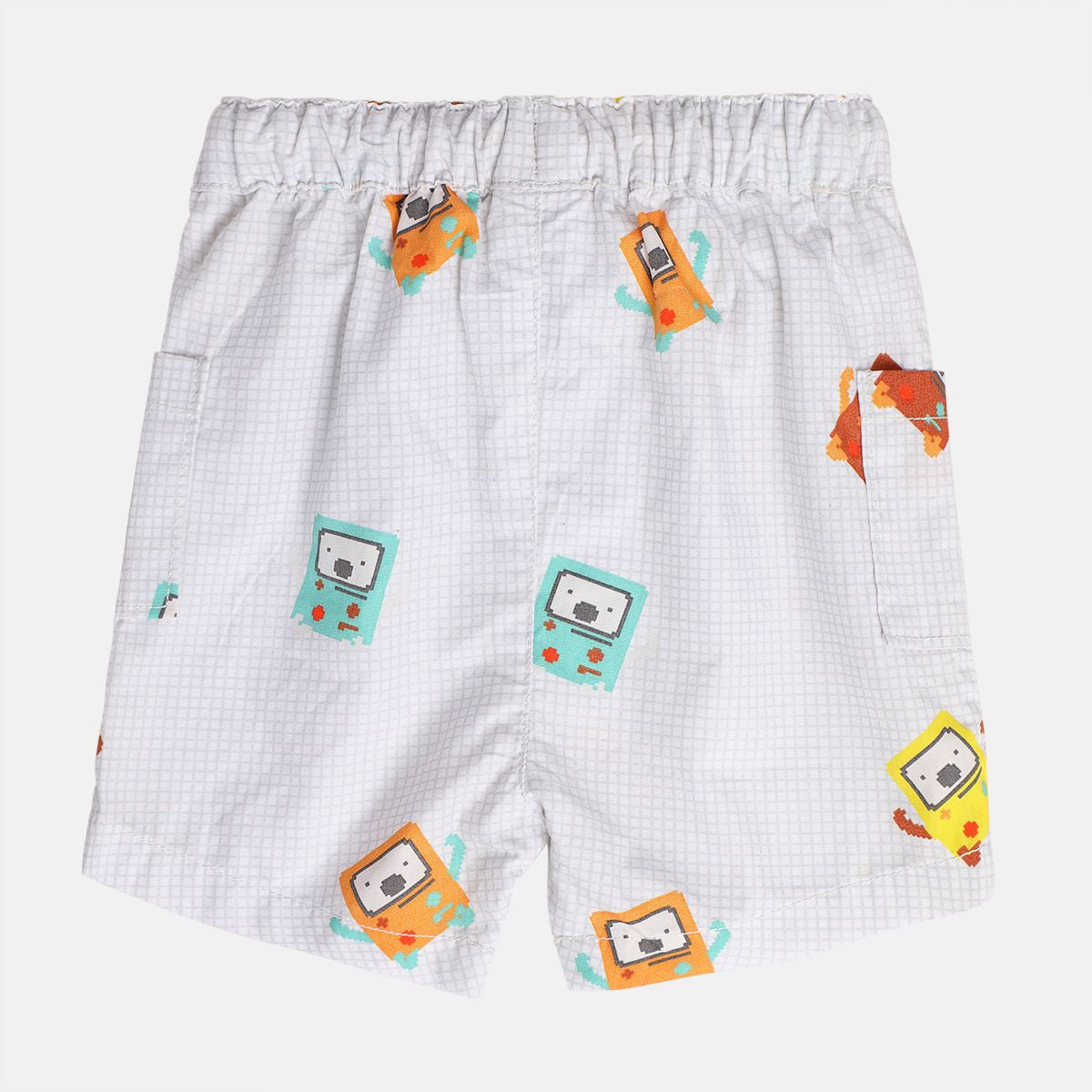 Baby Boys Printed Woven Shorts, White