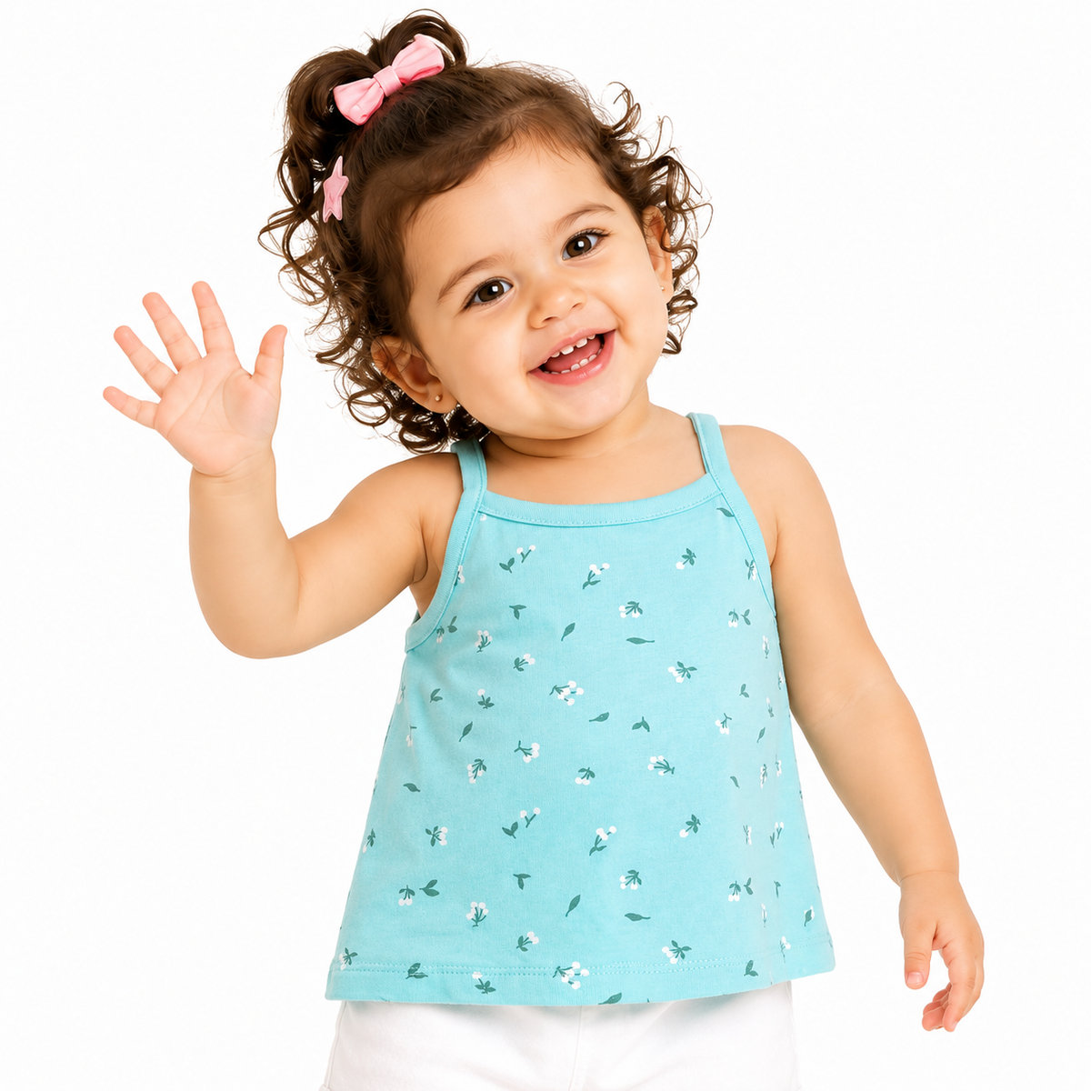Girls Pink and Aqua Cotton Camisoles Pack of 2 for Everyday Comfort