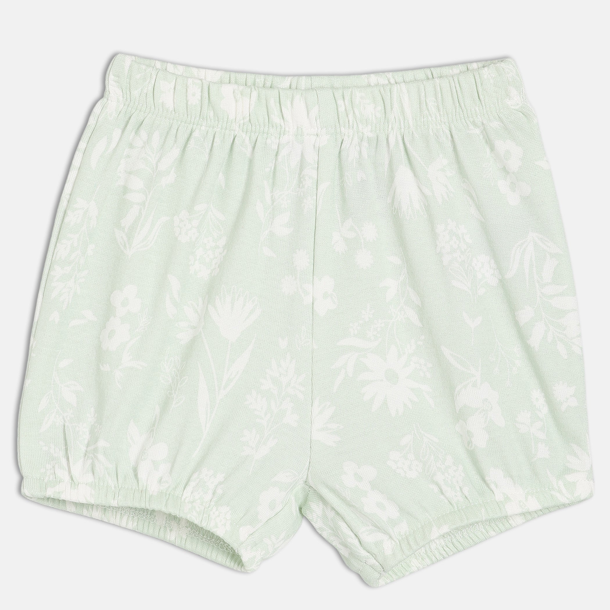 Baby Girls Mint Green and White Cotton Floral Printed Dress and Bloomers Set Regular Fit Occasion Wear