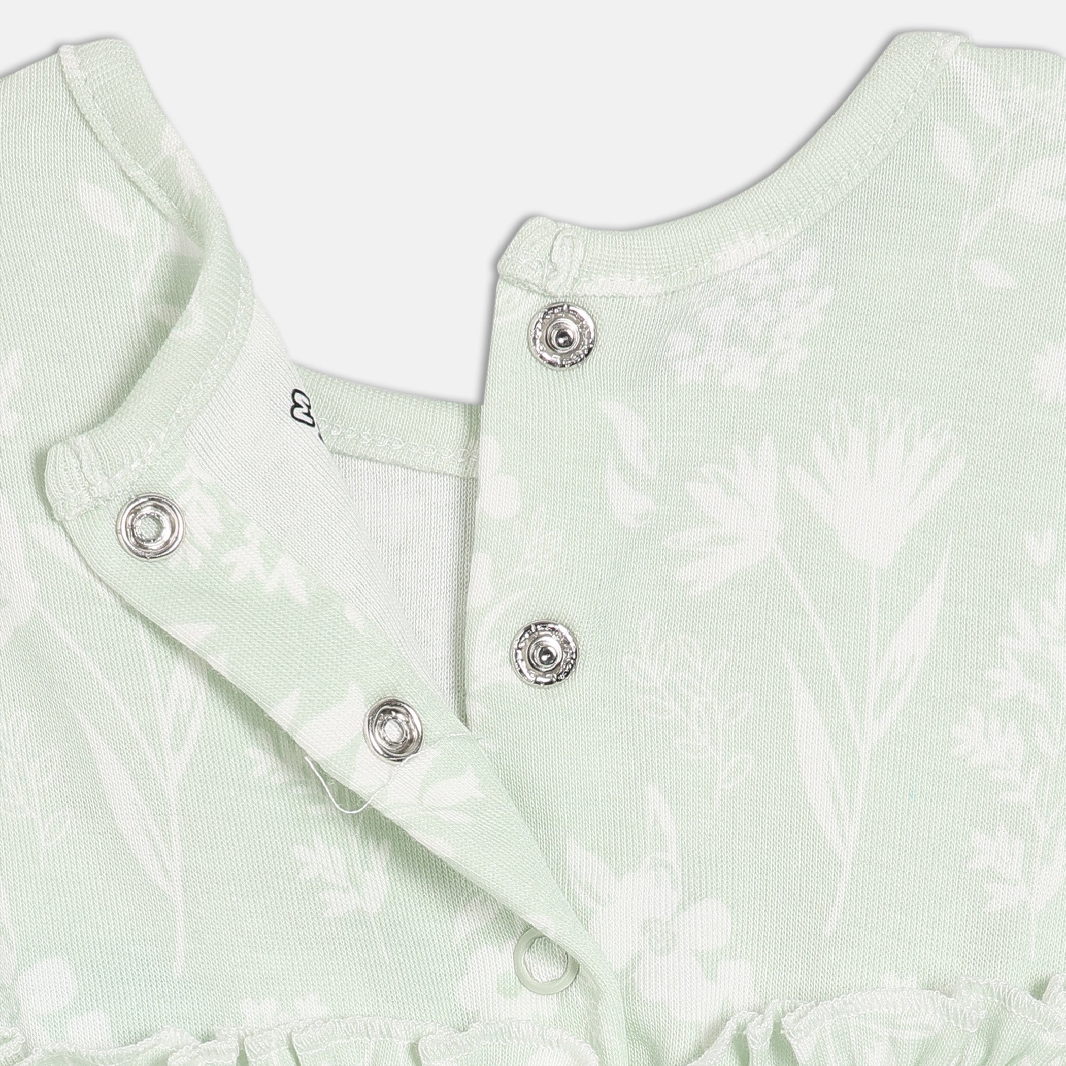 Baby Girls Mint Green and White Cotton Floral Printed Dress and Bloomers Set Regular Fit Occasion Wear