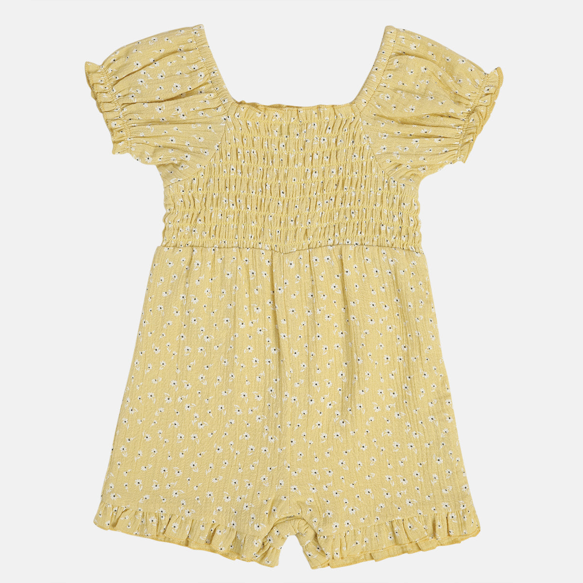 Baby Girls Floral Printed Woven Dress, Yellow