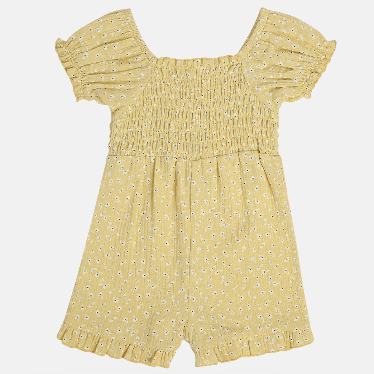 Baby Girls Floral Printed Woven Dress, Yellow